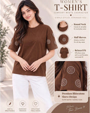 Women's Printed T-Shirt — Coffee Brown — Thumbnail 7