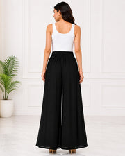 Women's Flared Viscose Rayon High-Waist Trousers — Black — Thumbnail 2
