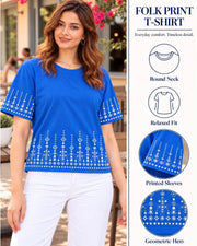 Women's Printed T-Shirt — Blue — Thumbnail 3