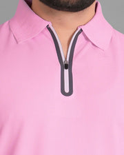 Men's Polo Collar Pockets T-Shirt — Pink — Thumbnail 7