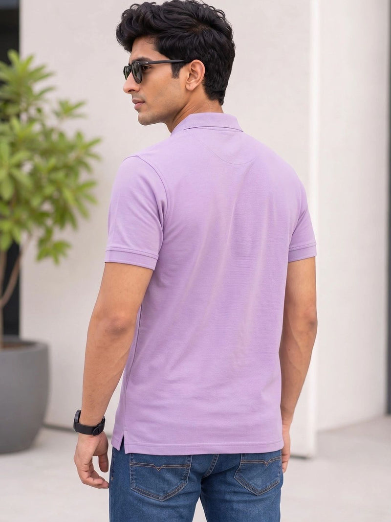 Men's Polo Collar T-Shirt — Purple — Quality Craftsmanship Anatomy