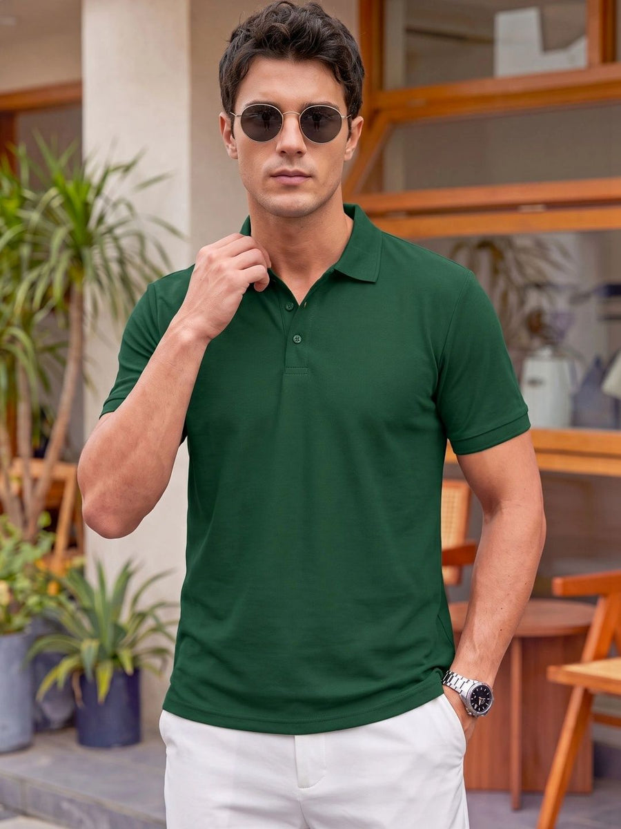 Men's Polo Collar T-Shirt — Green — Custom Print Studio