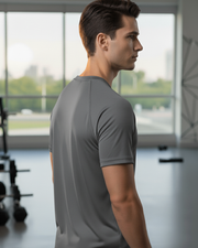 Men's Moisture-Wicking Raglan Athletic Gym T-Shirt — Dark Grey — Thumbnail 2