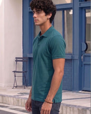 Men's All-Over Printed Polo Collar T-Shirt — Teal — Thumbnail 4