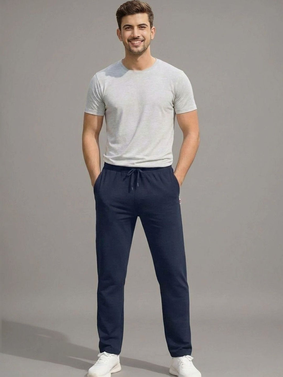 Men Regular Fit Rapid-Dry Training Track Pants — Navy Blue — Custom Print Studio