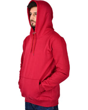 Unisex Long Sleeves Fleece Hooded Pullover Sweatshirt — Maroon — Thumbnail 5
