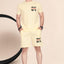 Men's Cotton Printed Night Suit Set of Top & Shorts — Lemon Yellow