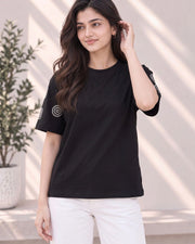Women's Printed T-Shirt — Black — Thumbnail 2