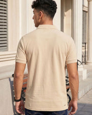 Men's Polo Collar T-Shirt — Beige — Thumbnail 3