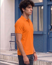 Men's All-Over Printed Polo Collar T-Shirt — Orange — Thumbnail 3