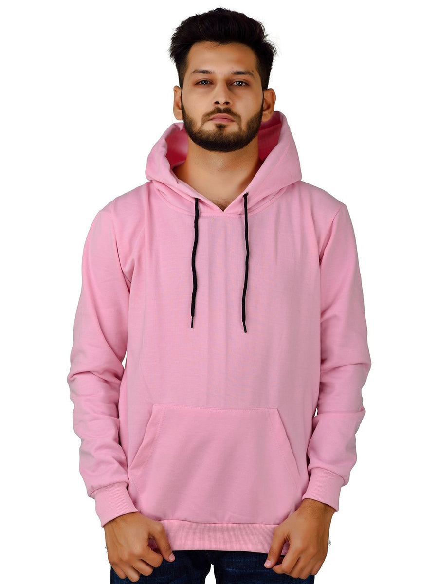 Men's Hooded Long Sleeves Sweatshirt — Pink — Tshirt Factory India Direct Manufacturer Surat