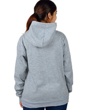 Unisex Long Sleeves Fleece Hooded Pullover Sweatshirt — Grey Melange — Thumbnail 5