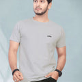 Men Henley Neck Pure Cotton Pockets T-shirt — Grey