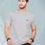 Men Henley Neck Pure Cotton Pockets T-shirt — Grey