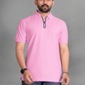 Men's Polo Collar Pockets T-Shirt — Pink