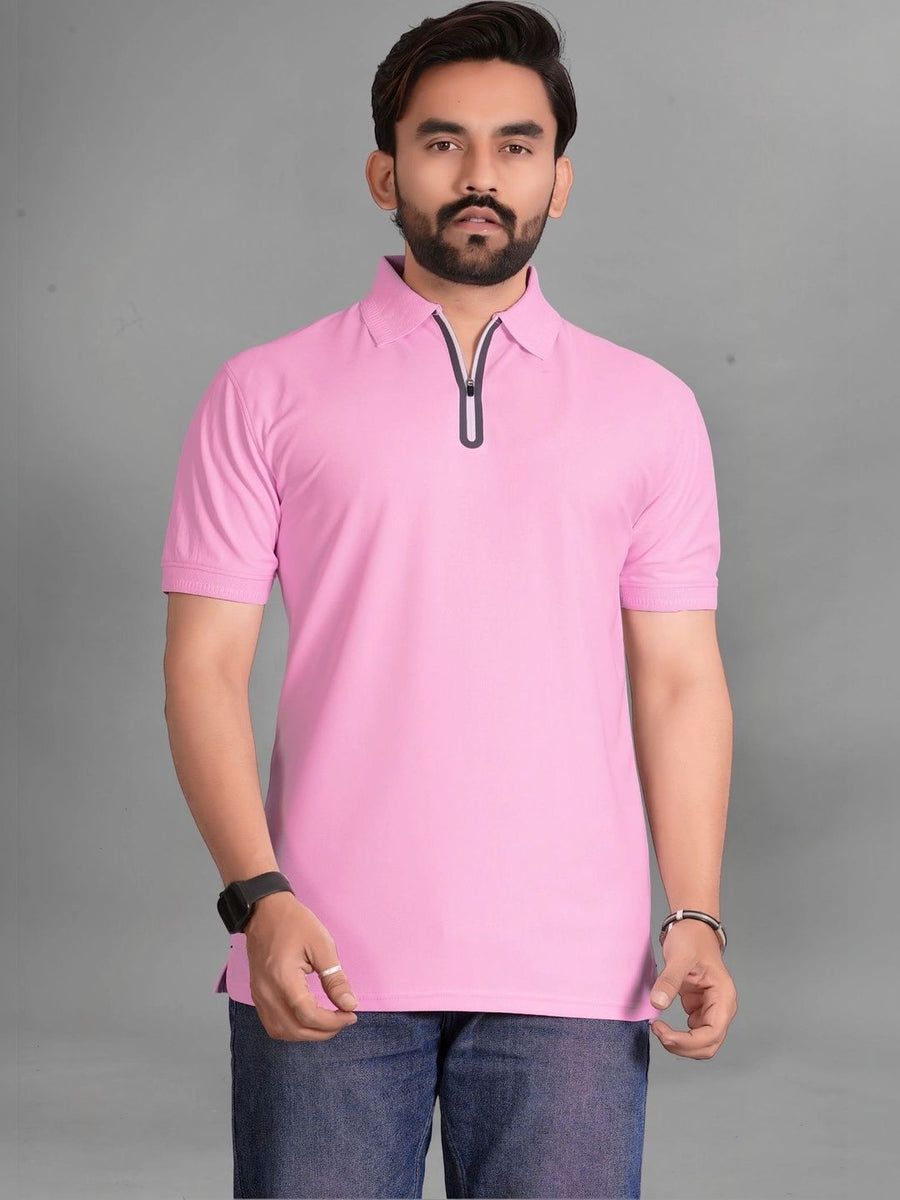 Men's Polo Collar Pockets T-Shirt — Pink — Tshirt Factory India Direct Manufacturer Surat