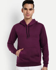 Unisex Hooded Long Sleeves Sweatshirt — Burgundy — Thumbnail 3