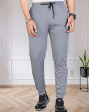 Men Solid Mid Rise Dry Fit Track Pant — Grey — Thumbnail 2