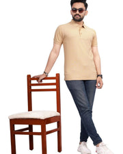 Men's Polo Collar Regular -Fit T-Shirt — Beige — Thumbnail 5