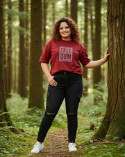 Women's Graphic Print Pure Cotton Round Neck T-Shirt — Maroon — Thumbnail 2