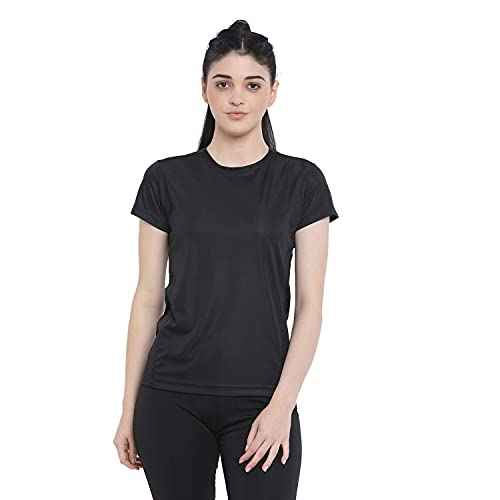 Women's Round Neck Dry Fit Gym Sports T-Shirt Angle View — Custom Printing Surat