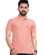 Men's Polo Collar Regular -Fit T-Shirt — Peach — Thumbnail 1
