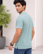 Men's Printed Polo Collar T-Shirt — Sea Green — Thumbnail 2