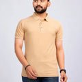 Men's Polo Collar Regular -Fit T-Shirt — Beige