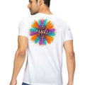 Happy Holi Radiant Mandala Graphic Cotton T-Shirt — White