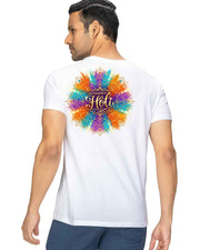 Happy Holi Radiant Mandala Graphic Cotton T-Shirt — White — Thumbnail 1