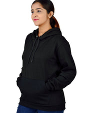 Women's Hooded Pullover Fleece Sweatshirt — Black — Thumbnail 3