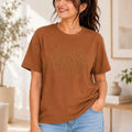 Women Pure Cotton T-shirt — Brown