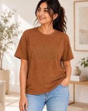 Women Pure Cotton T-shirt — Brown — Thumbnail 5