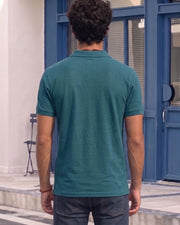 Men's All-Over Printed Polo Collar T-Shirt — Teal — Thumbnail 3
