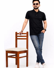 Men's Polo Collar T-Shirt — Jet Black — Thumbnail 4