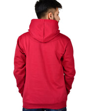 Unisex Long Sleeves Fleece Hooded Pullover Sweatshirt — Maroon — Thumbnail 2