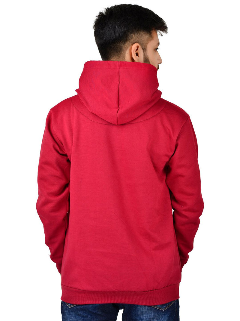Unisex Long Sleeves Fleece Hooded Pullover Sweatshirt — Maroon — Quality Craftsmanship Anatomy