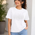 Women Printed Pure Cotton T-shirt — White