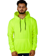 Unisex Hooded Long Sleeves Sweatshirt — Fluorescent Green — Thumbnail 1