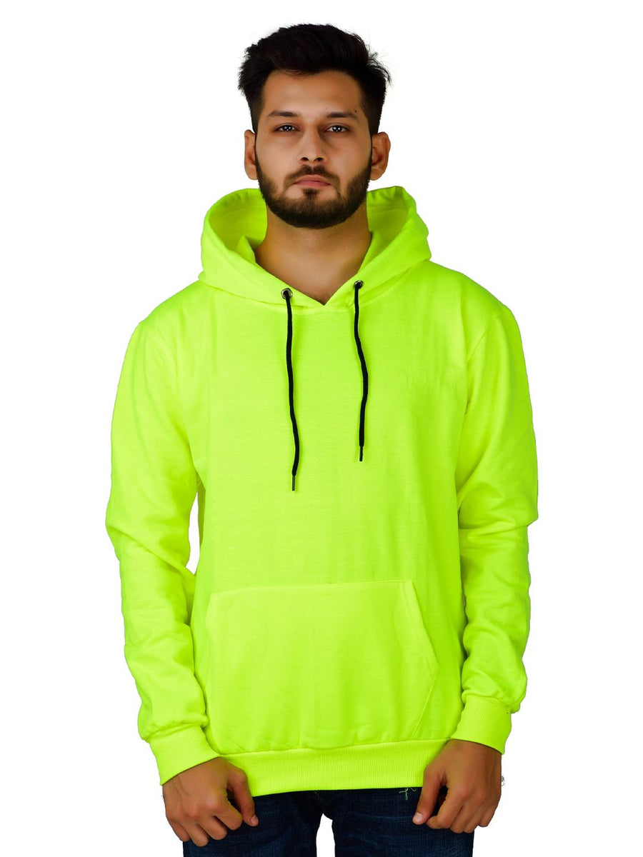 Unisex Hooded Long Sleeves Sweatshirt — Fluorescent Green — Custom Print Studio