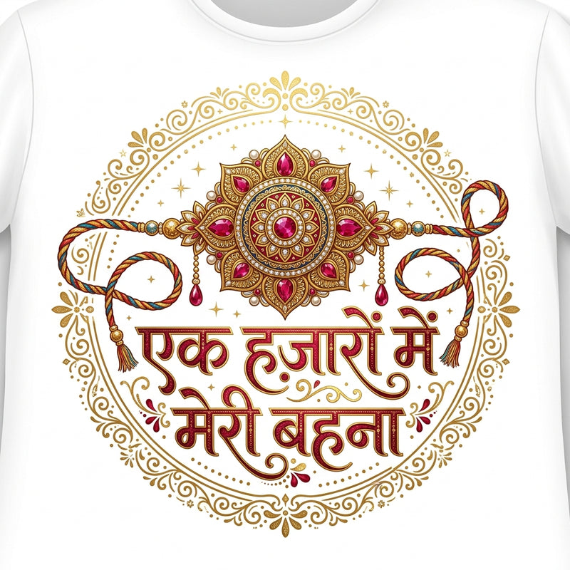 Ek Hazaaron Mein Meri Behna Rakhi Graphic Cotton T-Shirt — White — Quality Craftsmanship Anatomy