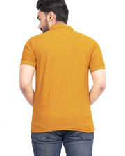 Men's Brand Logo Polo Collar T-Shirt — Mustard — Thumbnail 4