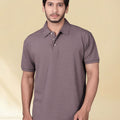 Men Self Design Polo Collar T-shirt — Mauve