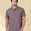 Men Self Design Polo Collar T-shirt — Mauve