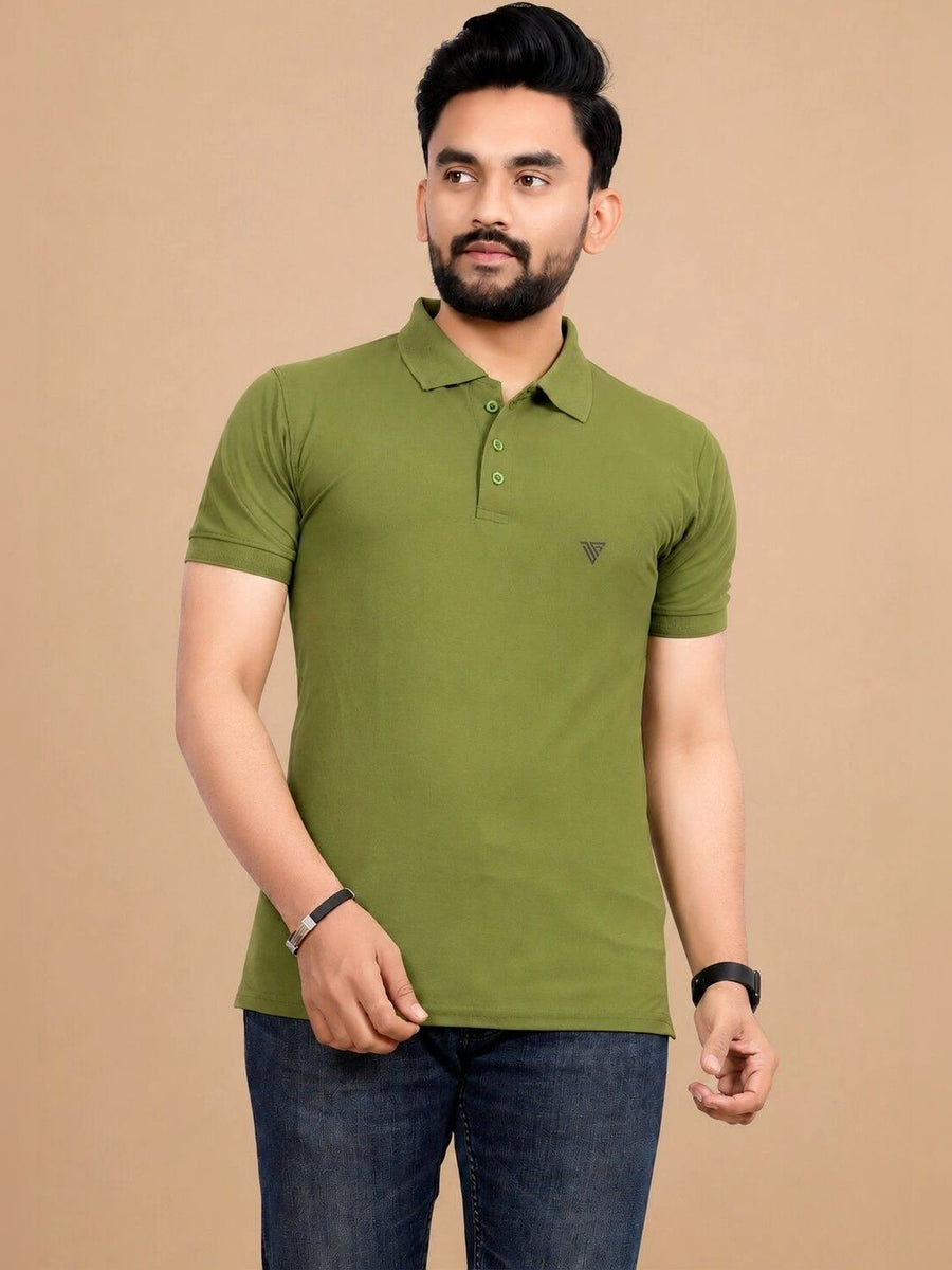 Men's Polo Collar T-Shirt — Green — Tshirt Factory India Direct Manufacturer Surat