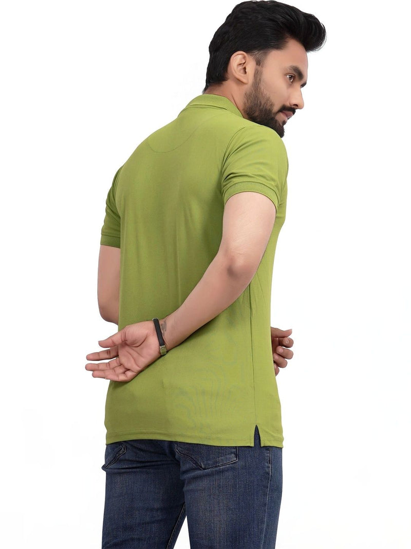Men's Polo Collar T-Shirt — Green — Quality Craftsmanship Anatomy