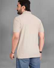 Men Polo Collar Pockets T-shirt — Beige — Thumbnail 6