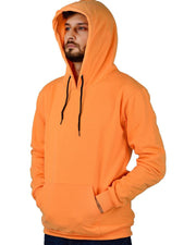 Unisex Long Sleeves Fleece Hooded Pullover Sweatshirt — Orange — Thumbnail 2