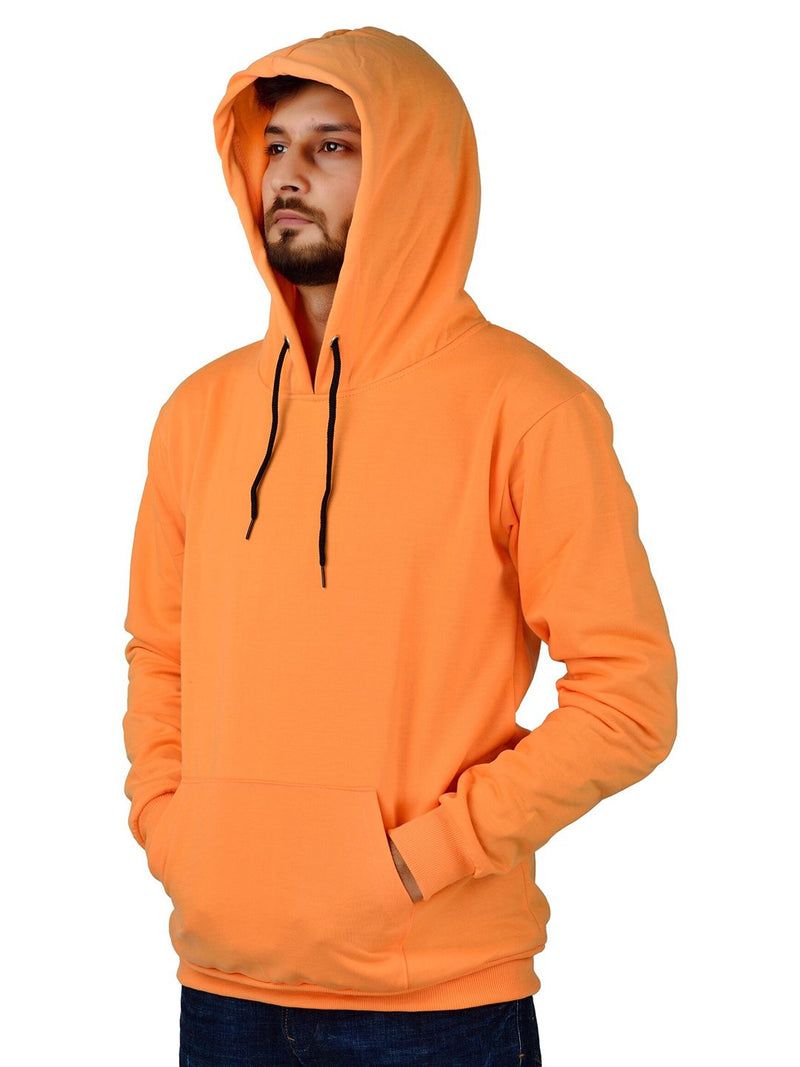 Unisex Long Sleeves Fleece Hooded Pullover Sweatshirt — Orange — Quality Craftsmanship Anatomy
