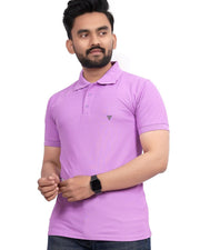 Men's Polo Collar Regular -Fit T-Shirt — Lavender — Thumbnail 1